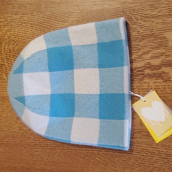 Kerri Rosenthal Handle with Care Cashmere Beanie - light blue check/plaid - Picture 11 of 11